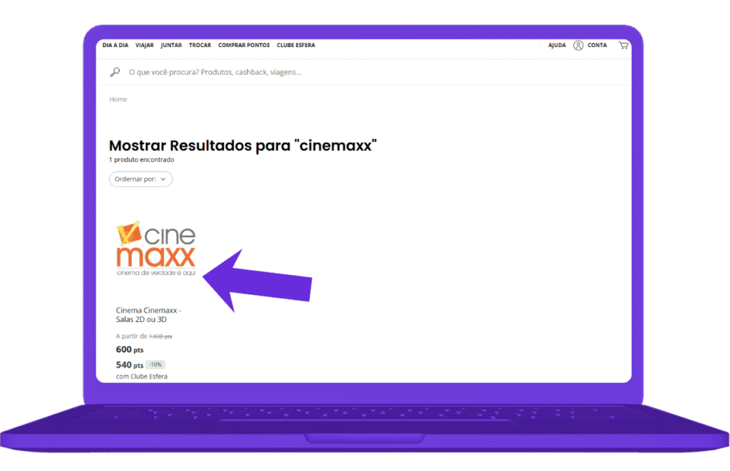 resgatar vale-compra Cinemaxx na Esfera - passo 3