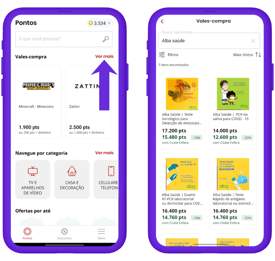 resgatar vale-compra alba saúde na Esfera - passo 1