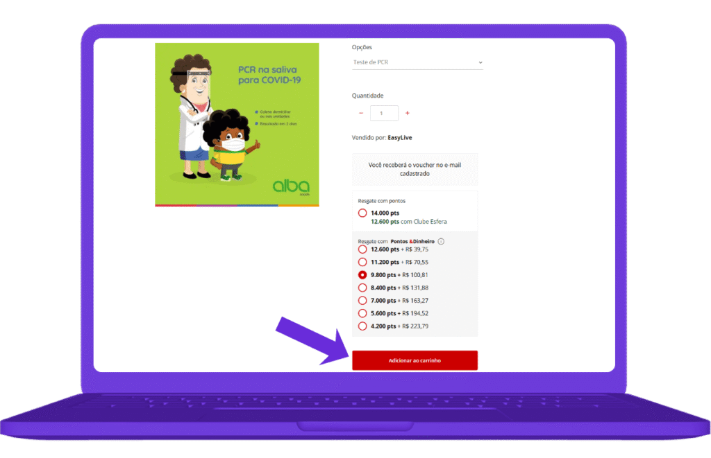 resgatar vale-compra alba saúde na Esfera - passo 4