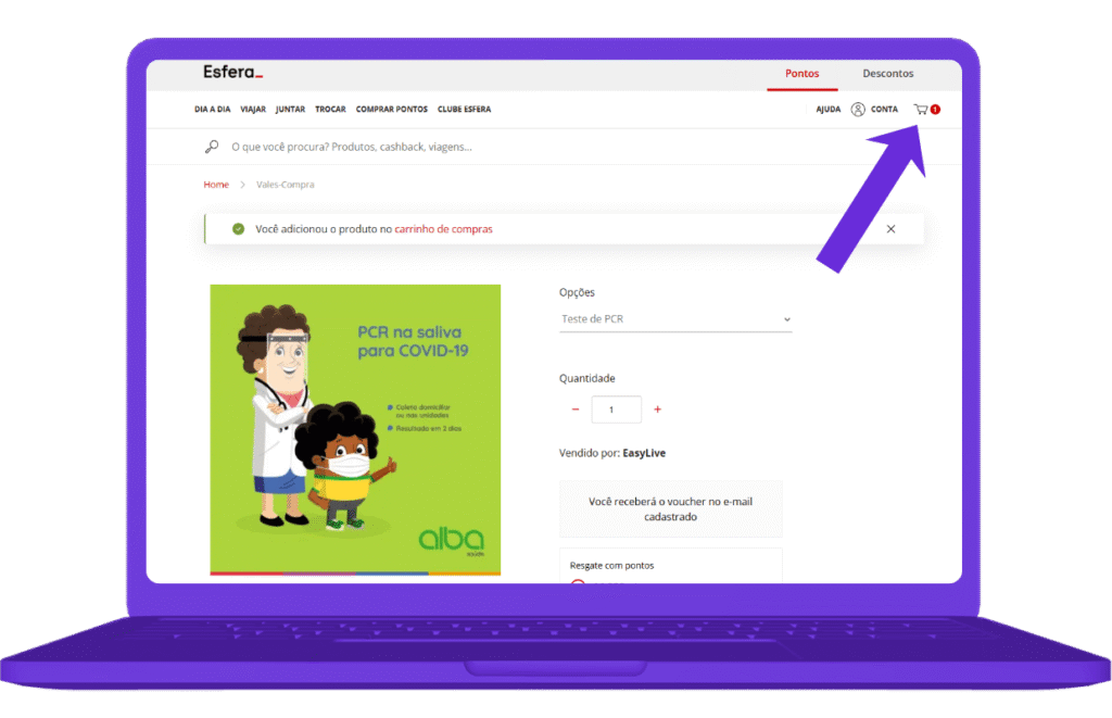 resgatar vale-compra alba saúde na Esfera - passo 5