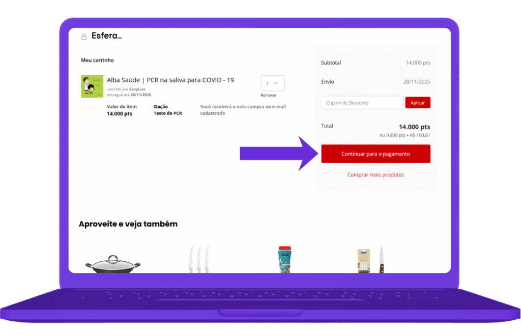 resgatar vale-compra alba saúde na Esfera - passo 6