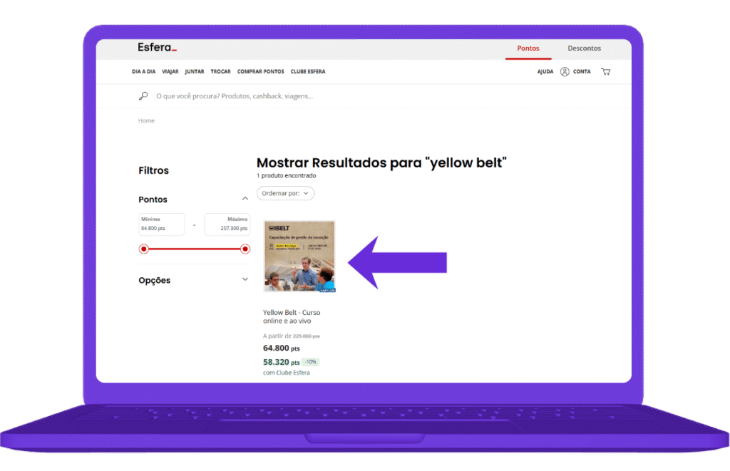 resgatar vale-compra da Yellow Belt na Esfera - passo 3