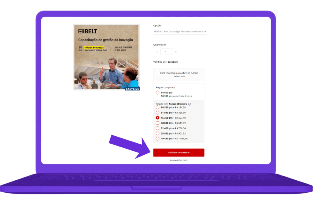 resgatar vale-compra da Yellow Belt na Esfera - passo 4