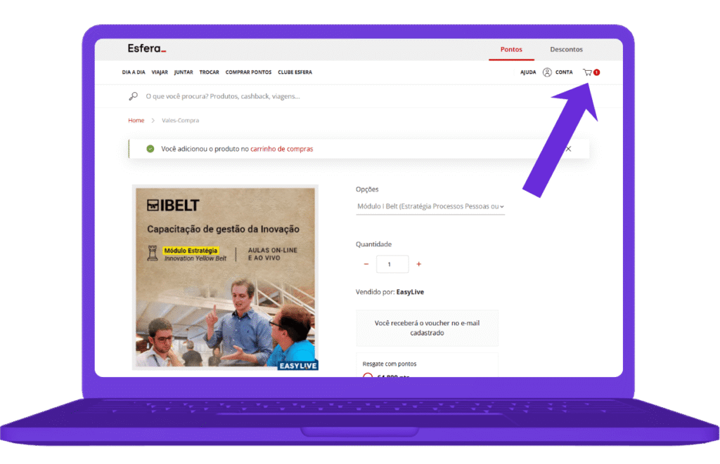 resgatar vale-compra da Yellow Belt na Esfera - passo 5