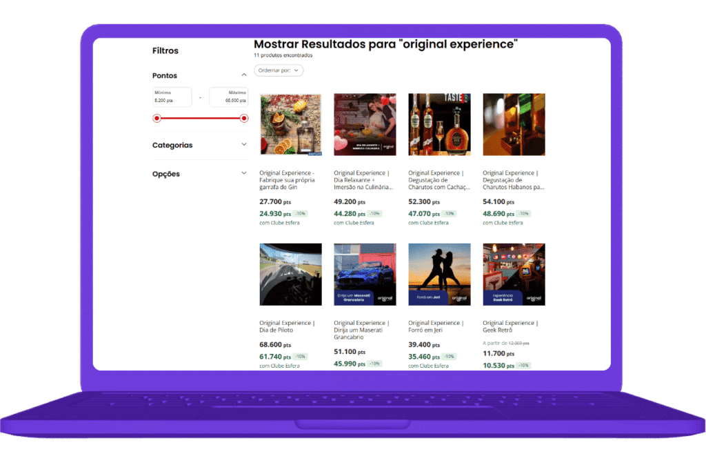 resgatar vale-compra original experience esfera - passo 3