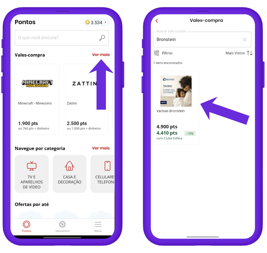 resgatar vale-compra vacinas Bronstein Esfera - passo 1