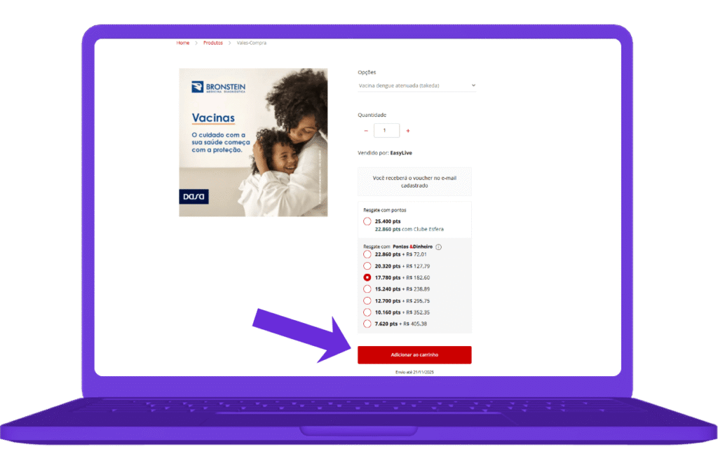 resgatar vale-compra vacinas Bronstein Esfera - passo 4