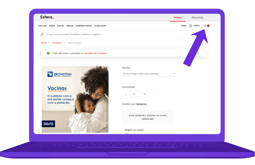 resgatar vale-compra vacinas Bronstein Esfera - passo 5