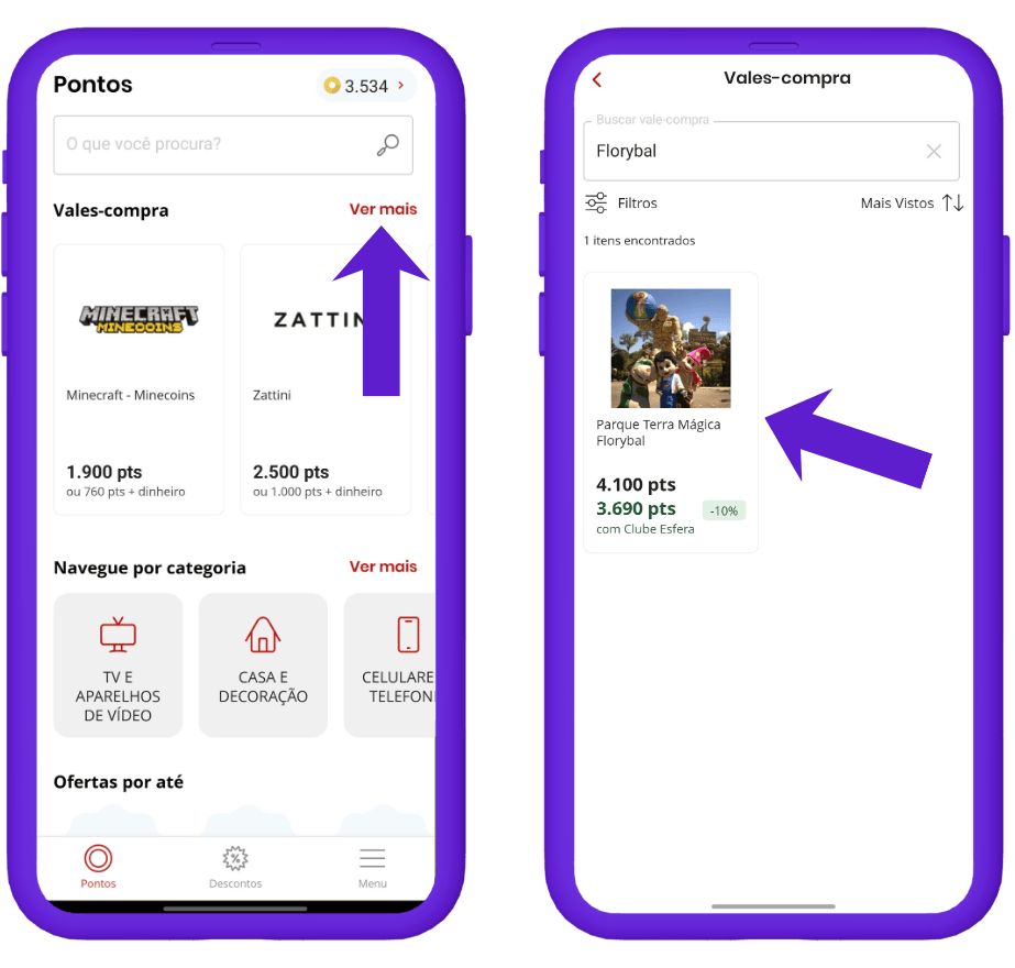 resgatar voucher ingresso parque terra mágica florybal na Esfera - passo 1
