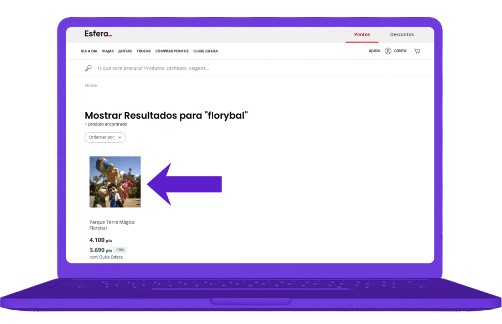 resgatar voucher ingresso parque terra mágica florybal na Esfera - passo 3