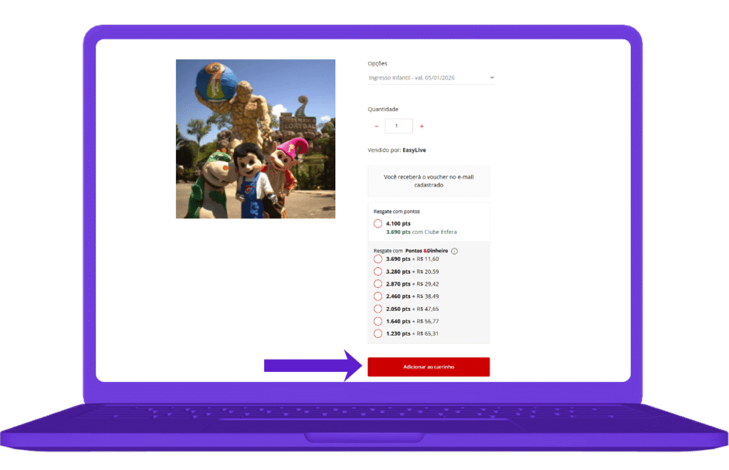 resgatar voucher ingresso parque terra mágica florybal na Esfera - passo 4