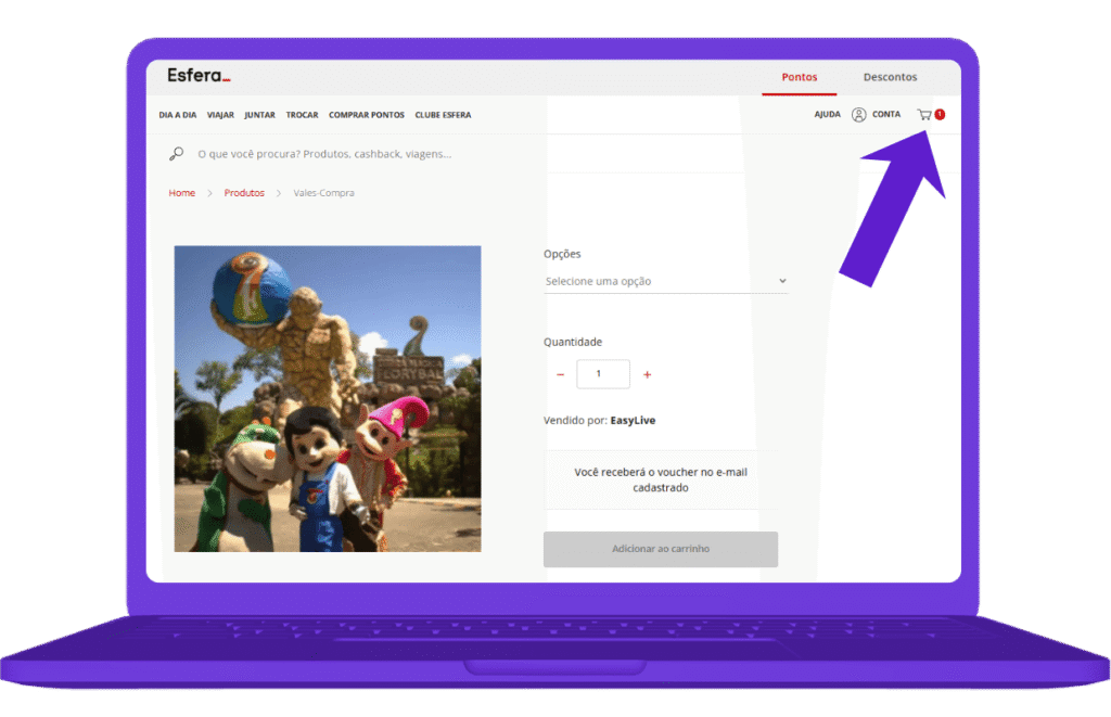 resgatar voucher ingresso parque terra mágica florybal na Esfera - passo 5