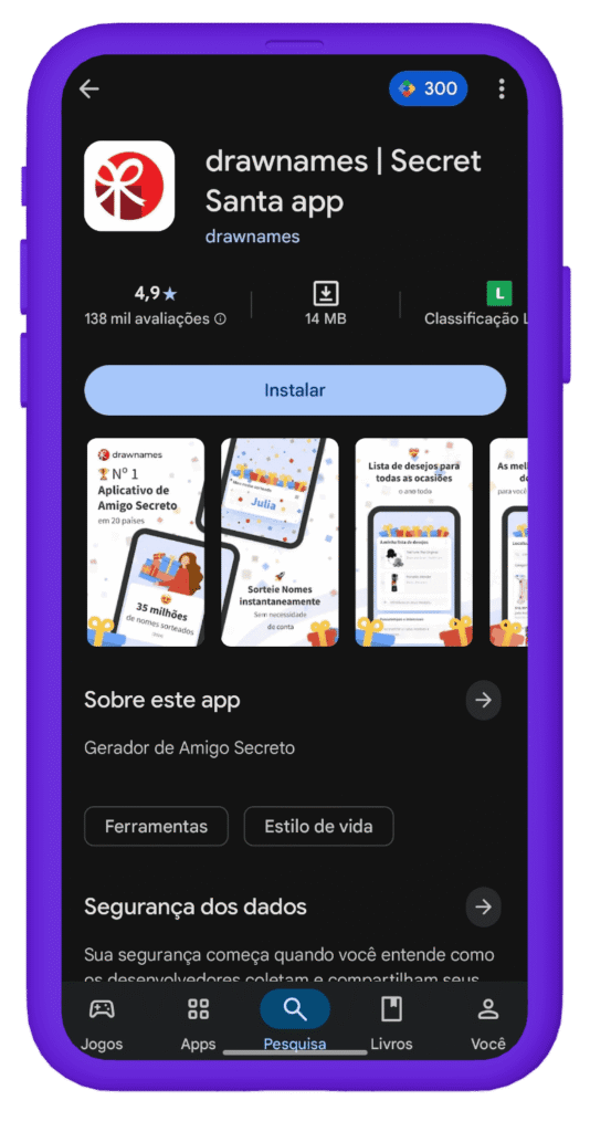 aplicativo amigo secreto - Drawnames Secret Santa