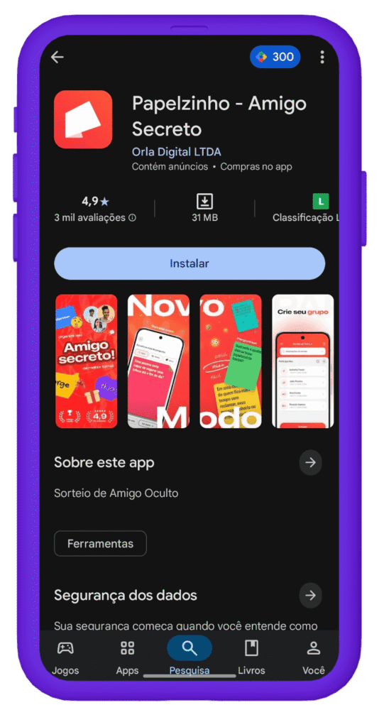 aplicativo amigo secreto - Papelzinho