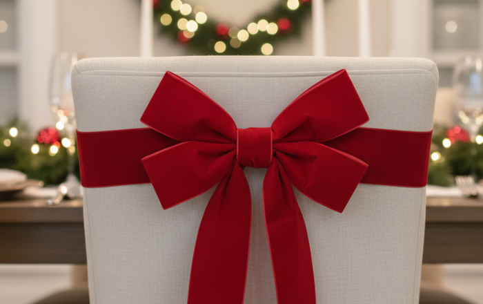 decoração de natal simples - fitas em tudo