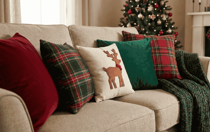 decoração de natal simples - renove com capas de almofada