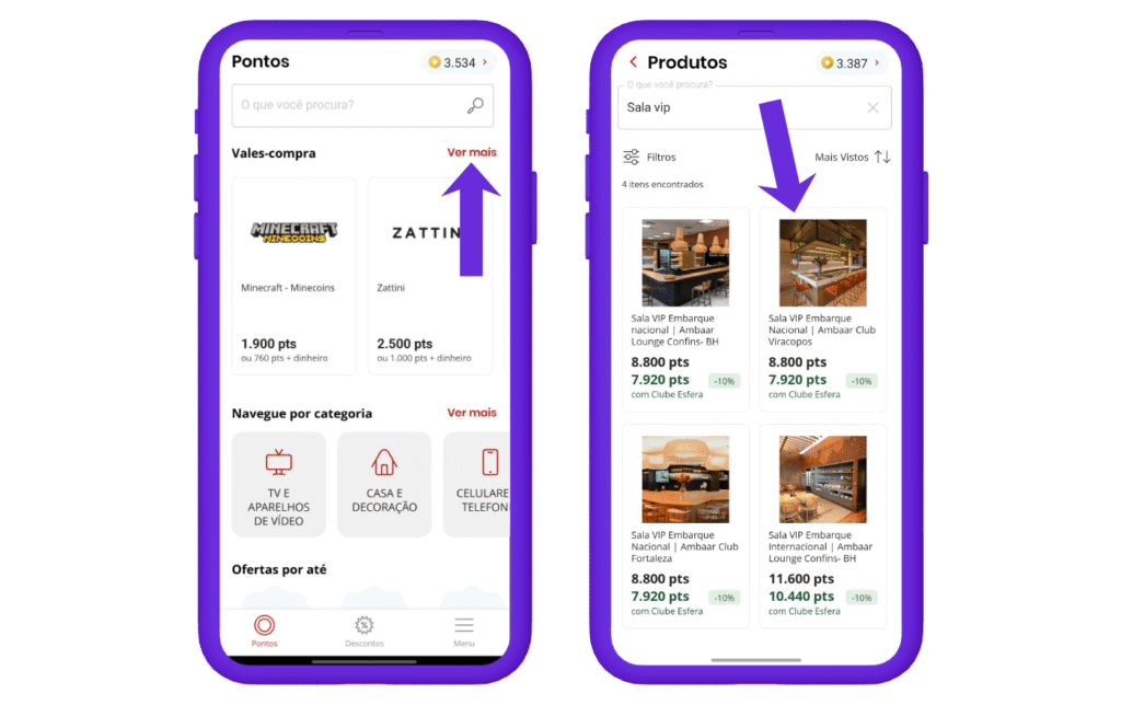 resgatar Voucher sala VIP Ambaar Viracopos na Esfera - passo 1