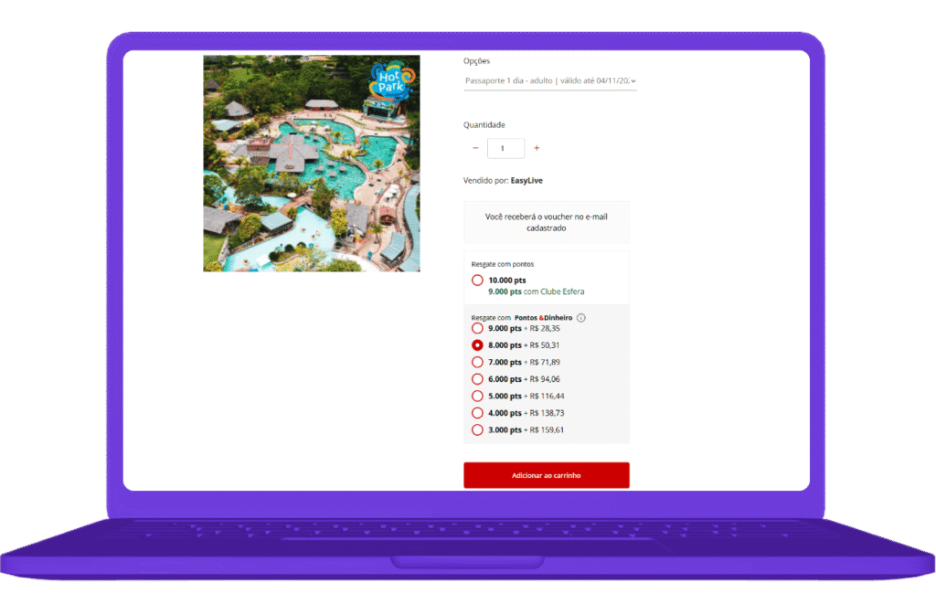 resgatar voucher Parque Aquático Hot Park na Esfera - passo 3
