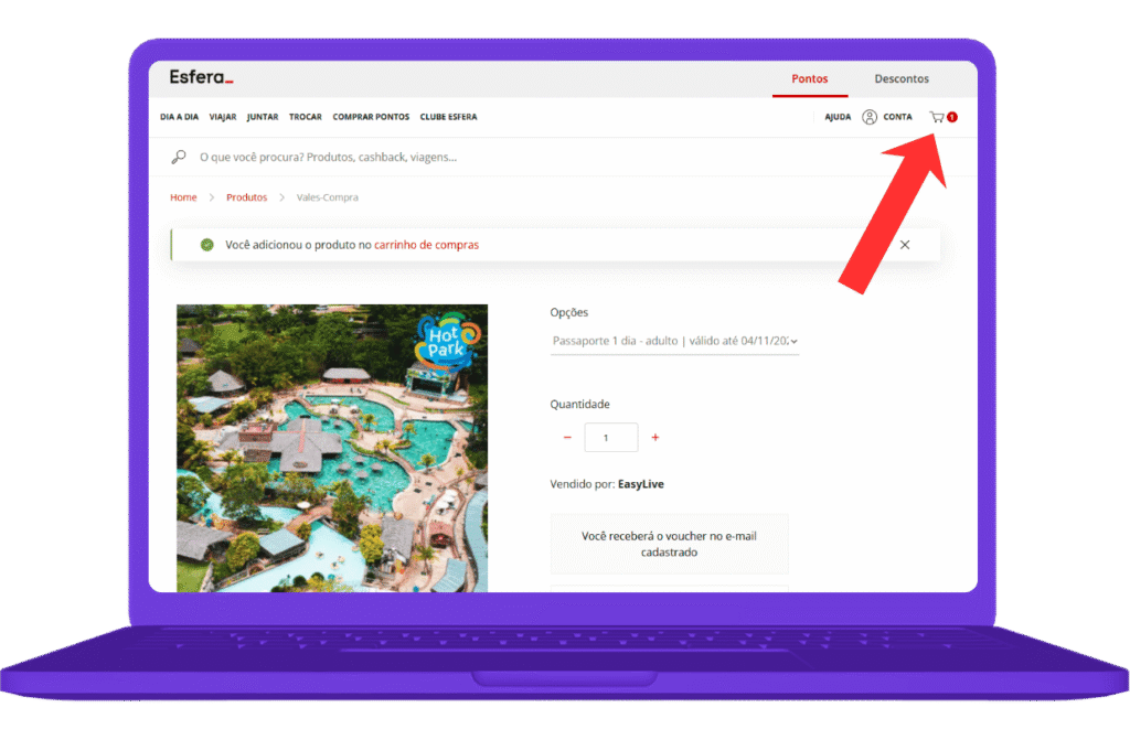 resgatar voucher Parque Aquático Hot Park na Esfera - passo 4.1