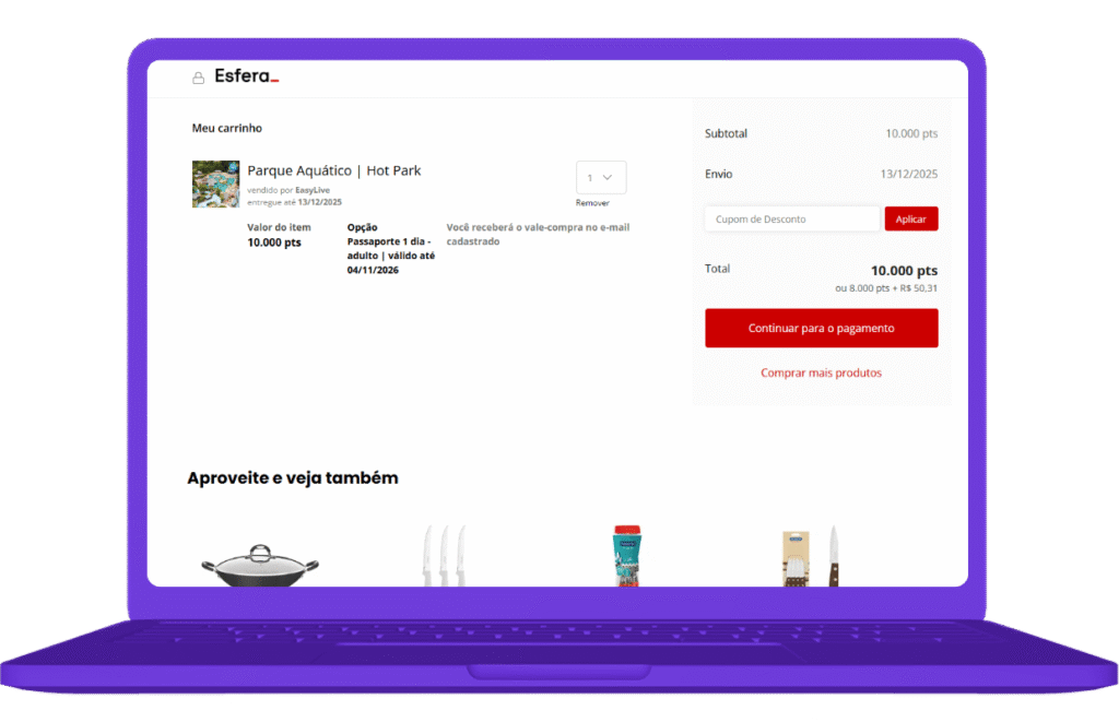 resgatar voucher Parque Aquático Hot Park na Esfera - passo 5