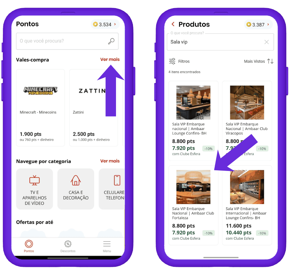 resgatar voucher sala vip ambaar Fortaleza na esfera - passo 1