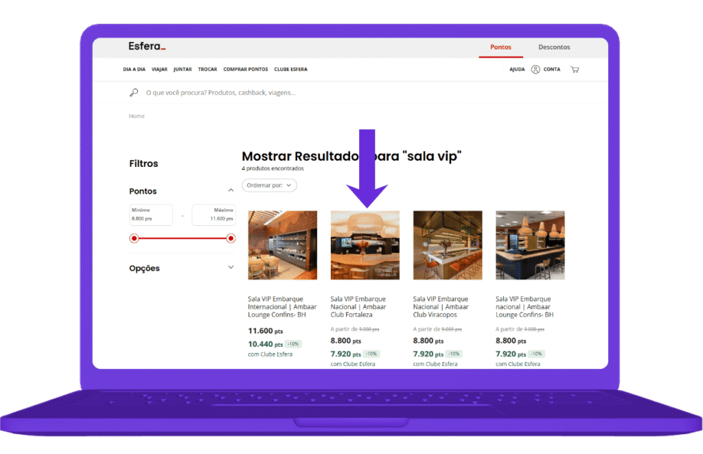 resgatar voucher sala vip ambaar Fortaleza na esfera - passo 3