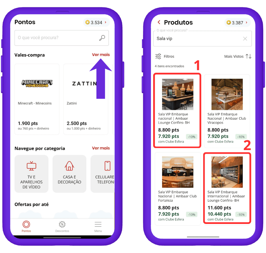 resgatar voucher sala vip ambaar confins na esfera - passo 1.1