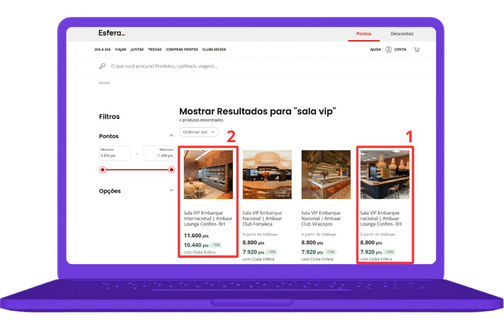 resgatar voucher sala vip ambaar confins na esfera - passo 3