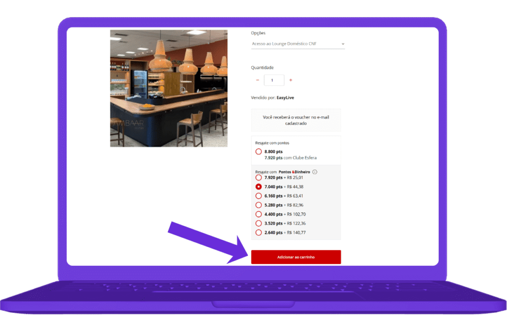 resgatar voucher sala vip ambaar confins na esfera - passo 4